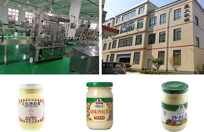 星火廠房展示沙拉醬灌裝機及灌裝樣品