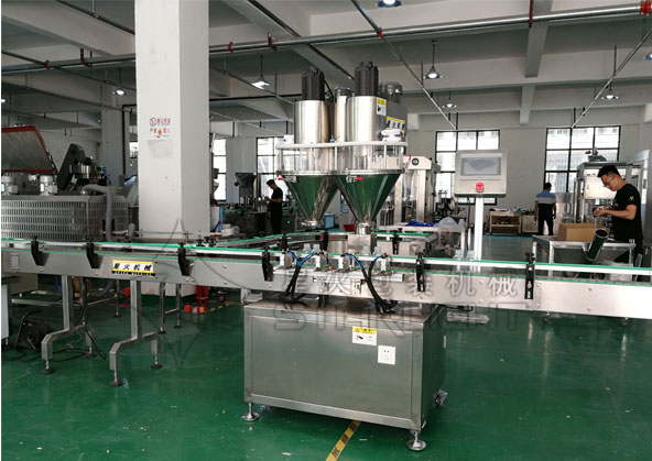 星火瓶裝代餐粉灌裝流水線實(shí)拍