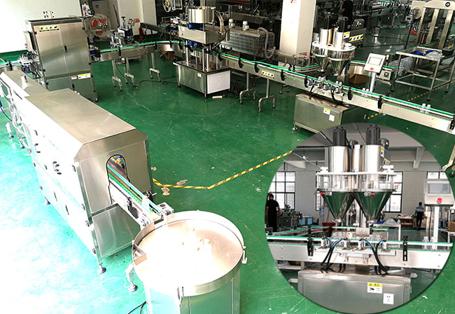 罐裝消毒粉加工包裝生產(chǎn)線設(shè)備展示